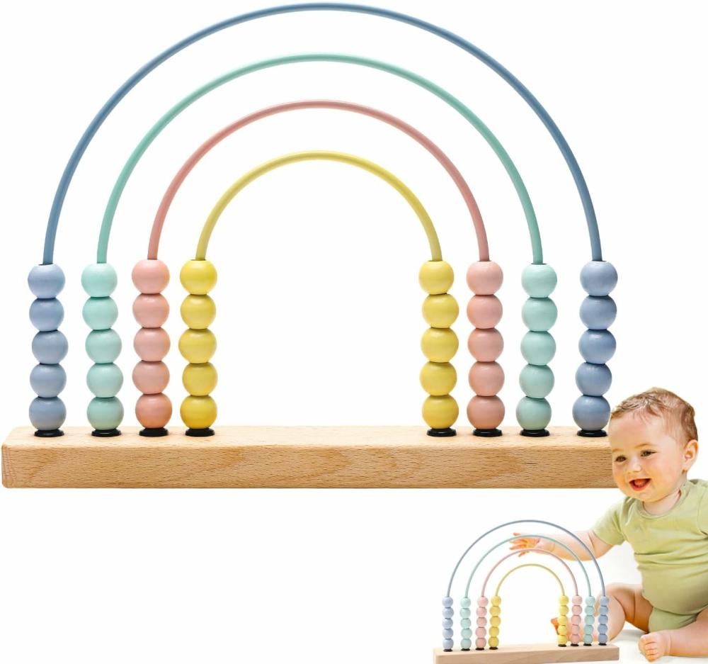 Abacuses  | Abacus en bois arc-en-ciel avec perles – Jouets de comptage pour enfants, compétences mathématiques précoces, jeux éducatifs Montessori pour tout-petits.