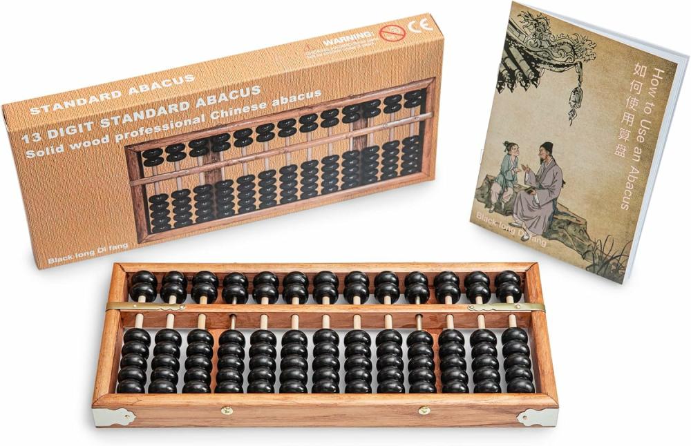 Abacuses  | Abacus Standard Numérique – 28,5 cm – Calculatrice Soroban Professionnelle à 13 Colonnes (Outil Fonctionnel et Éducatif) Abacus en Bois Chinois de Style Vintage.