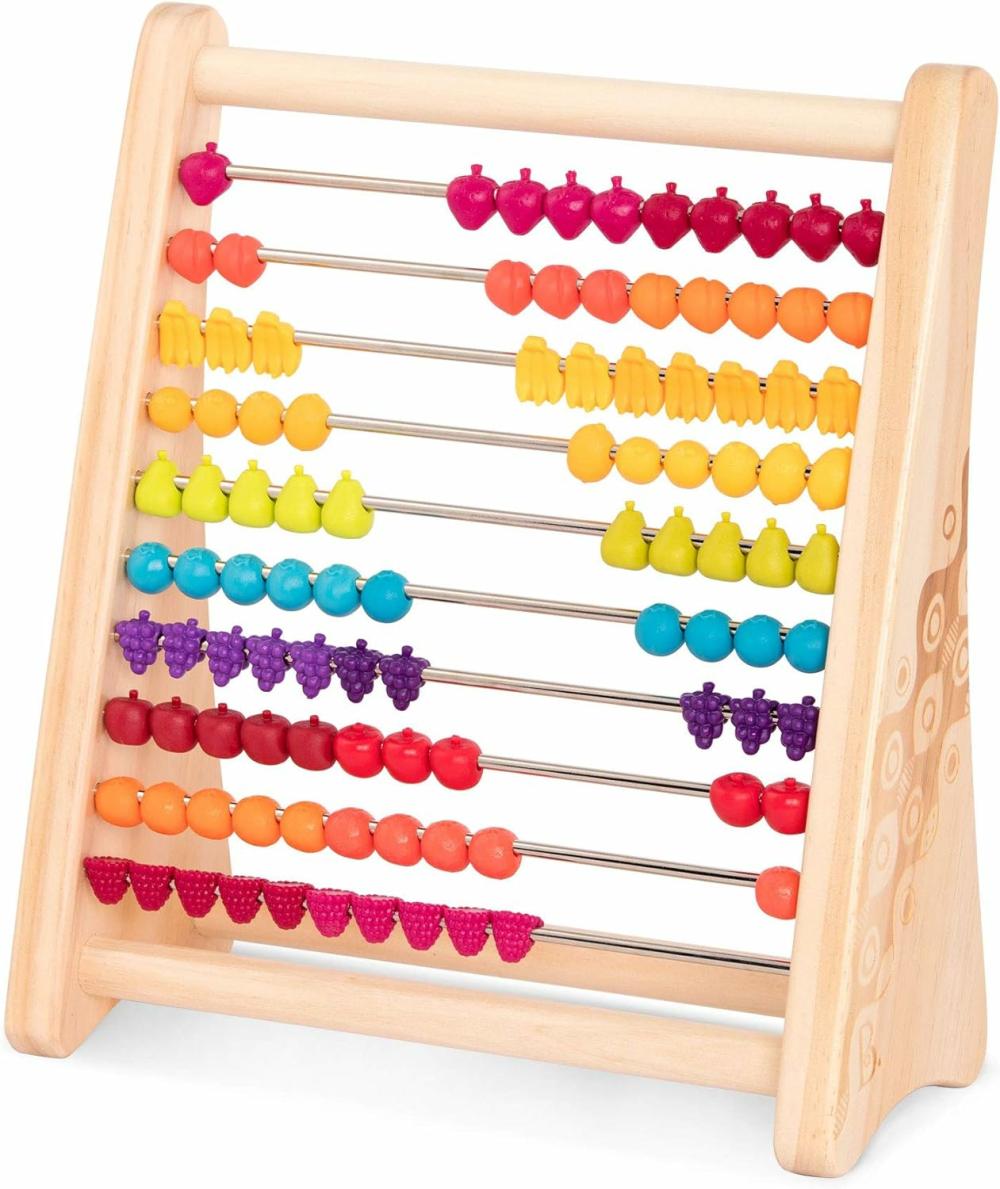 Abacuses  | Deux-Ty Fruity ! – Abacus en bois pour enfants – Jouet éducatif de développement – Jouet mathématique classique avec 100 perles – Jouet éducatif pour l’addition et la soustraction – Nombres et comptage – À partir de 18 mois +