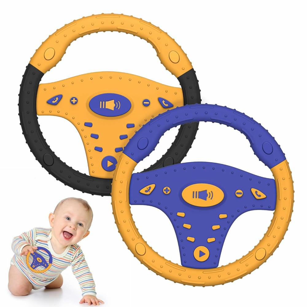 Anneaux de dentition  | 2 Pack de Jouets de Dentition pour Bébés de 3 à 12 Mois – Anneaux de Jouets pour Bébés – Jouet de Dentition en Silicone en Forme de Volant Facile à Prendre en Main – Soulagement des Gencives Douloureuses – Jouets à Mâcher pour Nourrissons