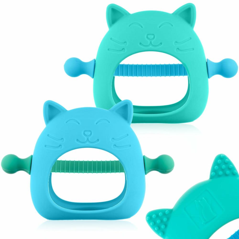 Anneaux de dentition  | 2 Pack Mitaines en Silicone Anti-Drop pour Soulagement des Gencives des Bébés  Anneaux de Dentition pour Bébés de 3 à 6 Mois  Jouets de Dentition pour Bébés de 0 à 6 Mois Sans BPA  Indispensables pour Bébé de 3 Mois