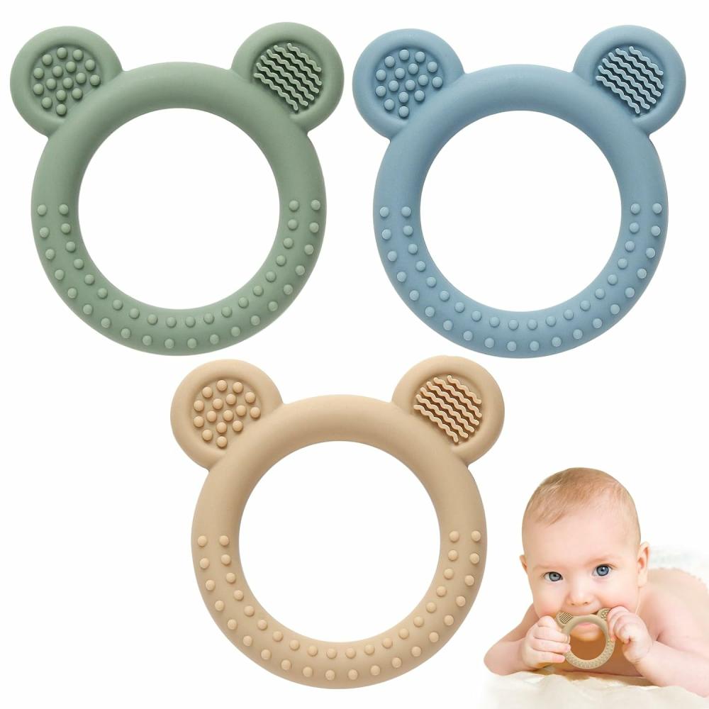 Anneaux de dentition  | 3 Pack de Jouets de Dentition pour Bébés 0-6 Mois Sans BPA – Jouets pour Bébés 6-12 Mois – Soulagement de la Dentition – Faciles à Tenir – Anneaux de Dentition en Silicone – Jouets à Mordre pour Nourrissons – Essentiels pour Bébés