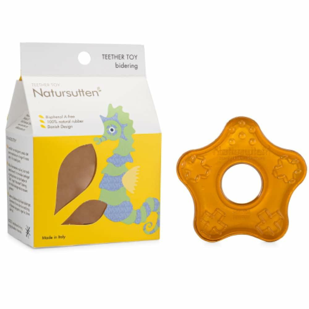 Anneaux de dentition  | Anneau de dentition Étoile de mer – Jouets de dentition pour bébé – Caoutchouc naturel écologique, sans PVC et 100 % sans BPA – Jouets pour bébé au design danois – Fabriqué en Italie, jaune