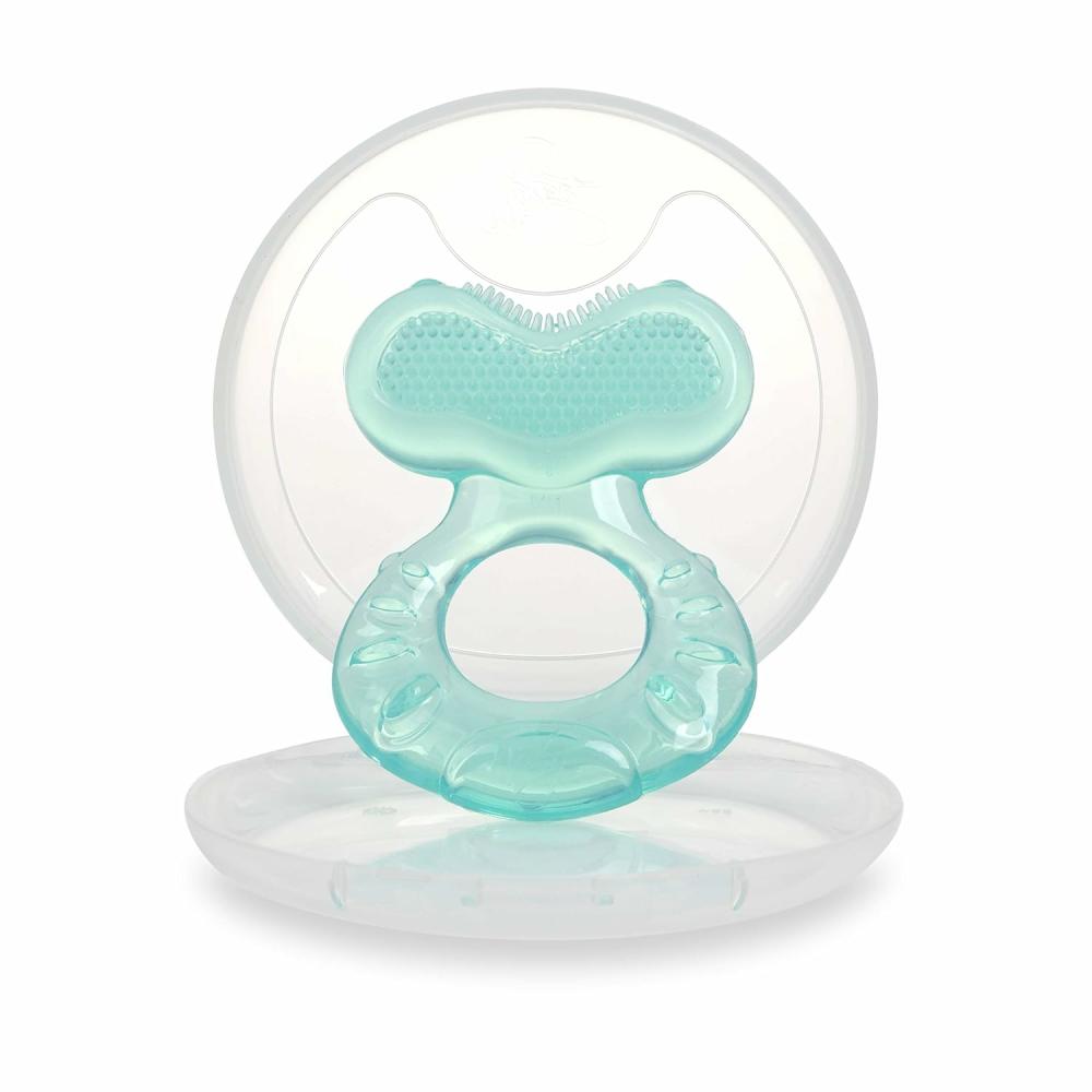 Anneaux de dentition  | Anneau de dentition Silicone Teethe-Eez avec poils – Comprend un étui hygiénique – Aqua