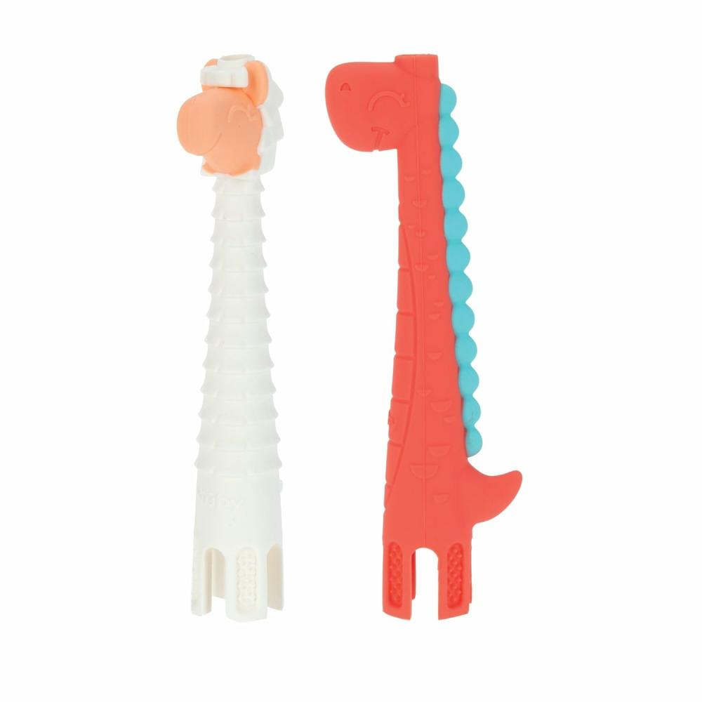 Anneaux de dentition  | Anneaux de dentition en tube – Expérience apaisante de dentition pour bébés – Surfaces multi-texturées – Silicone doux – Facile à saisir – Sans BPA pour la tranquillité d’esprit des parents – À partir de 3 mois – Lama et dinosaure