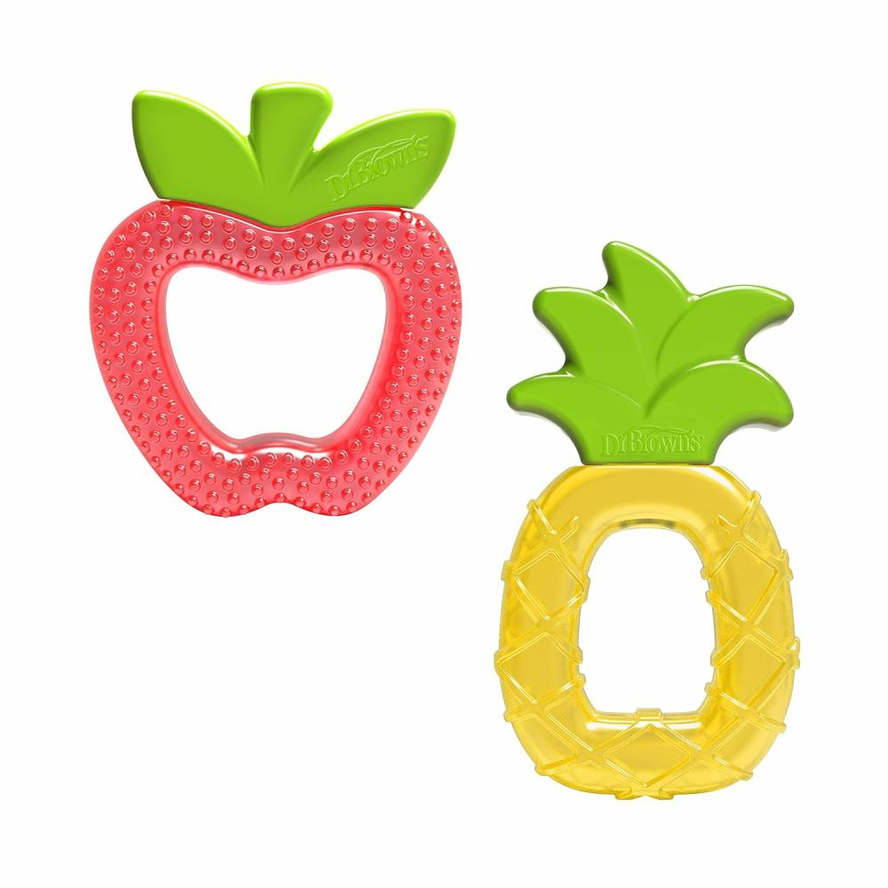 Anneaux de dentition  | Aquacool Anneau de Dentition Rempli d’Eau pour Bébé – Rafraîchit et Masse les Gencives Sensibles – Sans BPA – Ananas et Pomme – Lot de 2 – 3 Mois et Plus