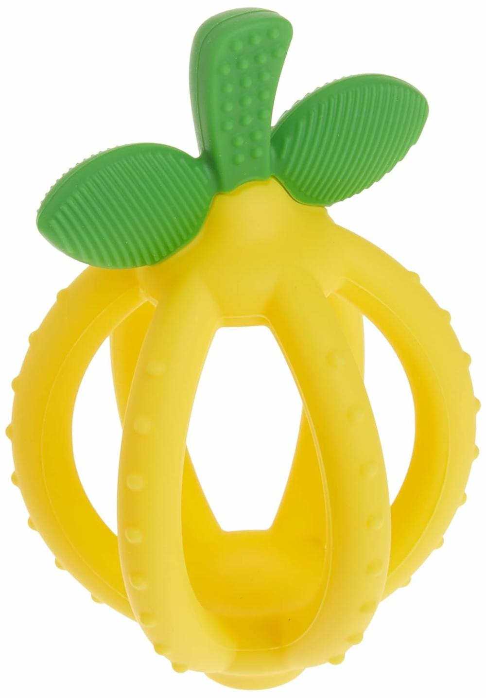 Anneaux de dentition  | Balle de Dentition & Brosse à Dents d’Apprentissage – Jouet de Dentition en Silicone Sans BPA en Forme de Citron. Caractéristiques : Textures Multiples pour Apaiser les Gencives et Design Facile à Tenir (Citron).