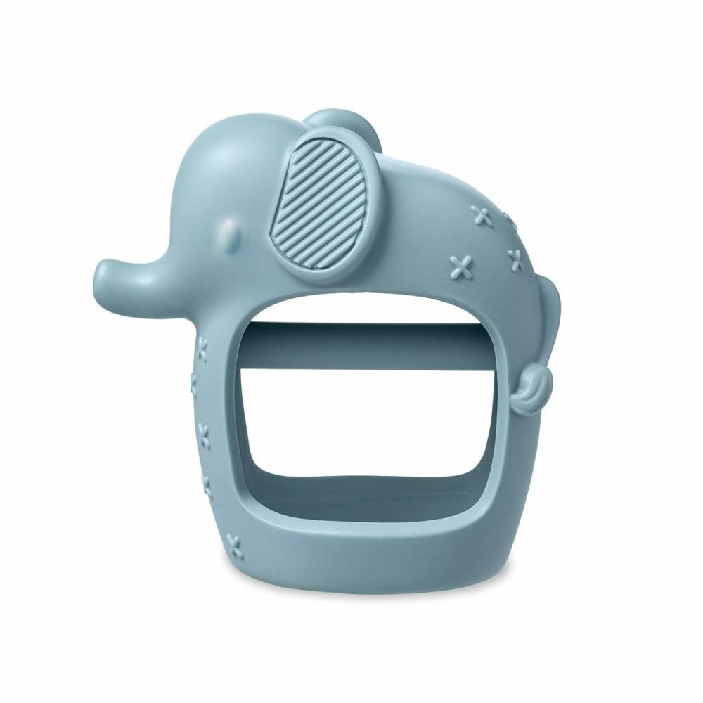 Anneaux de dentition  | Bitzy Grip – Anneau de dentition en silicone développemental avec prise en main facile conçu pour les enfants à partir de 3 mois – Éléphant