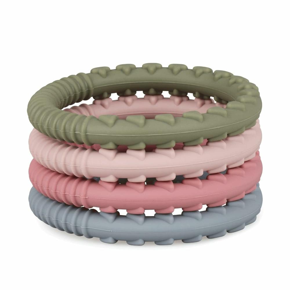 Anneaux de dentition  | Bracelet de dentition en silicone – Anneaux de dentition en silicone doux avec des textures surélevées multiples pour apaiser les gencives – Silicone de qualité alimentaire – Sans BPA ni phtalates.