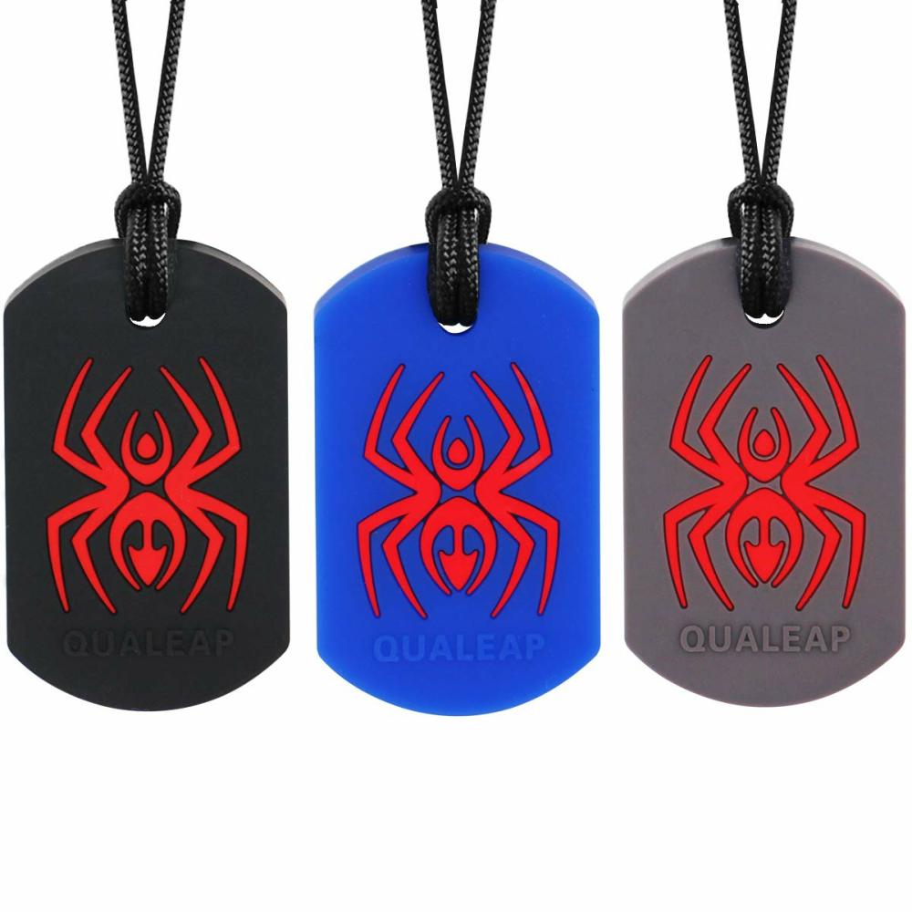 Anneaux de dentition  | Collier de Mastication Sensoriel Xtra Tough Spider pour Enfants (Pack de 3) – Collier de Mâchonnement pour Dents, Collier de Mâchonnement, Jouets à Mâcher – Conçu pour la Mastication, Jouet de Dentition Sensoriel pour Autisme (Mâcheur Modéré & Agressif)