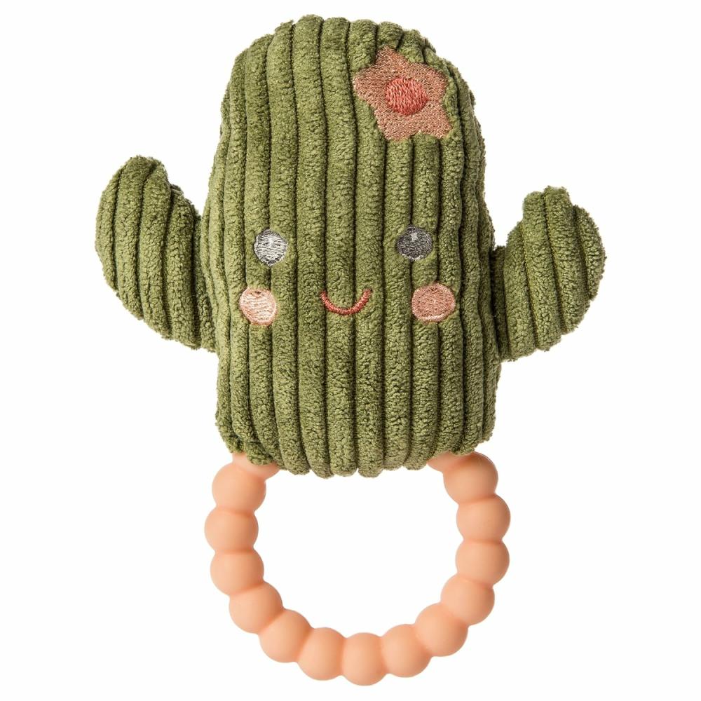 Anneaux de dentition  | Hochet doux et apaisant pour bébé avec anneau de dentition – 15 cm – Cactus