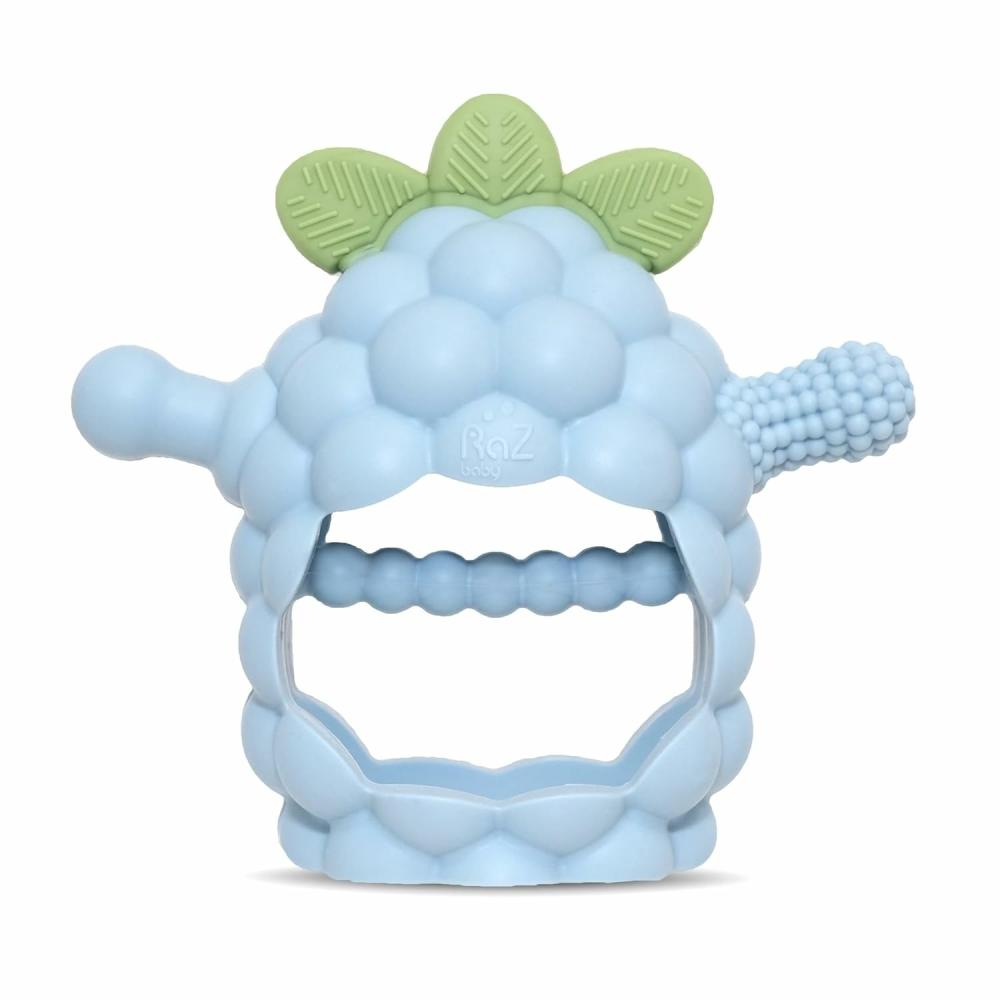 Anneaux de dentition  | Jouet de dentition en silicone Razberry Grip pour 3 mois et plus | Anneau de dentition résistant aux chutes pour bébés et nourrissons – Conçu par la nature avec notre design multitexturé breveté Berrybumps | 3 mois et plus, bleu