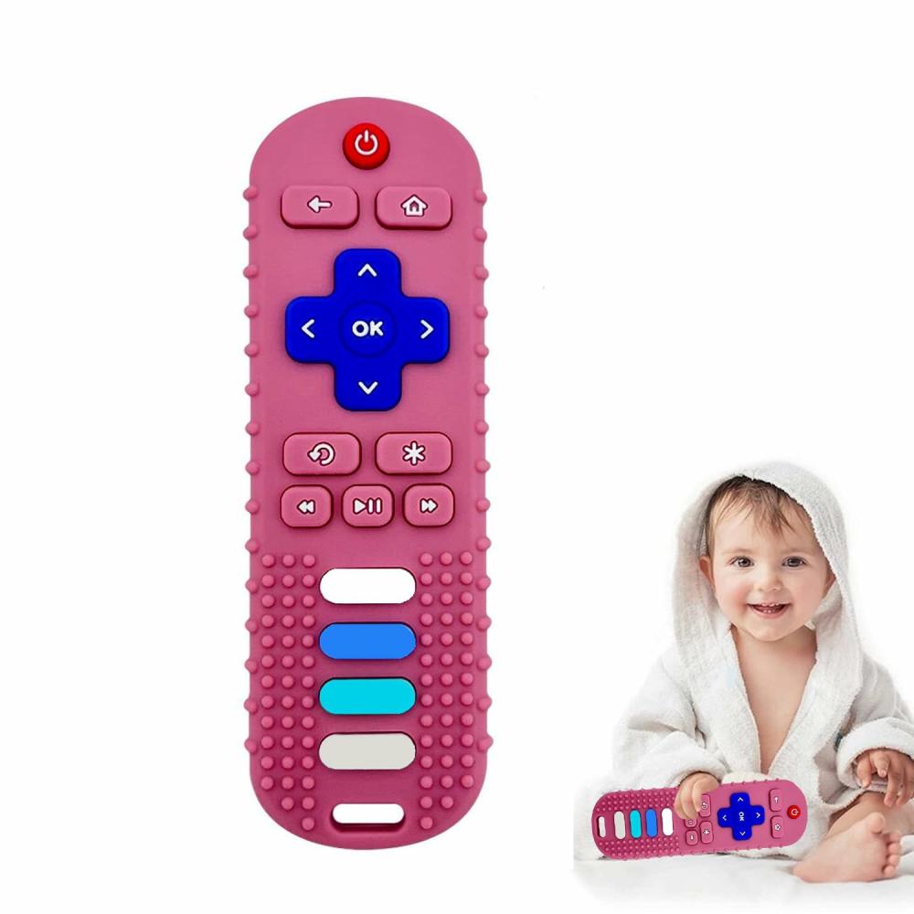 Anneaux de dentition  | Jouet de dentition pour bébé, jouets de dentition en forme de télécommande pour bébés, jouets de dentition télécommande à mâcher pour bébés de 0 à 18 mois, sans BPA (rose)