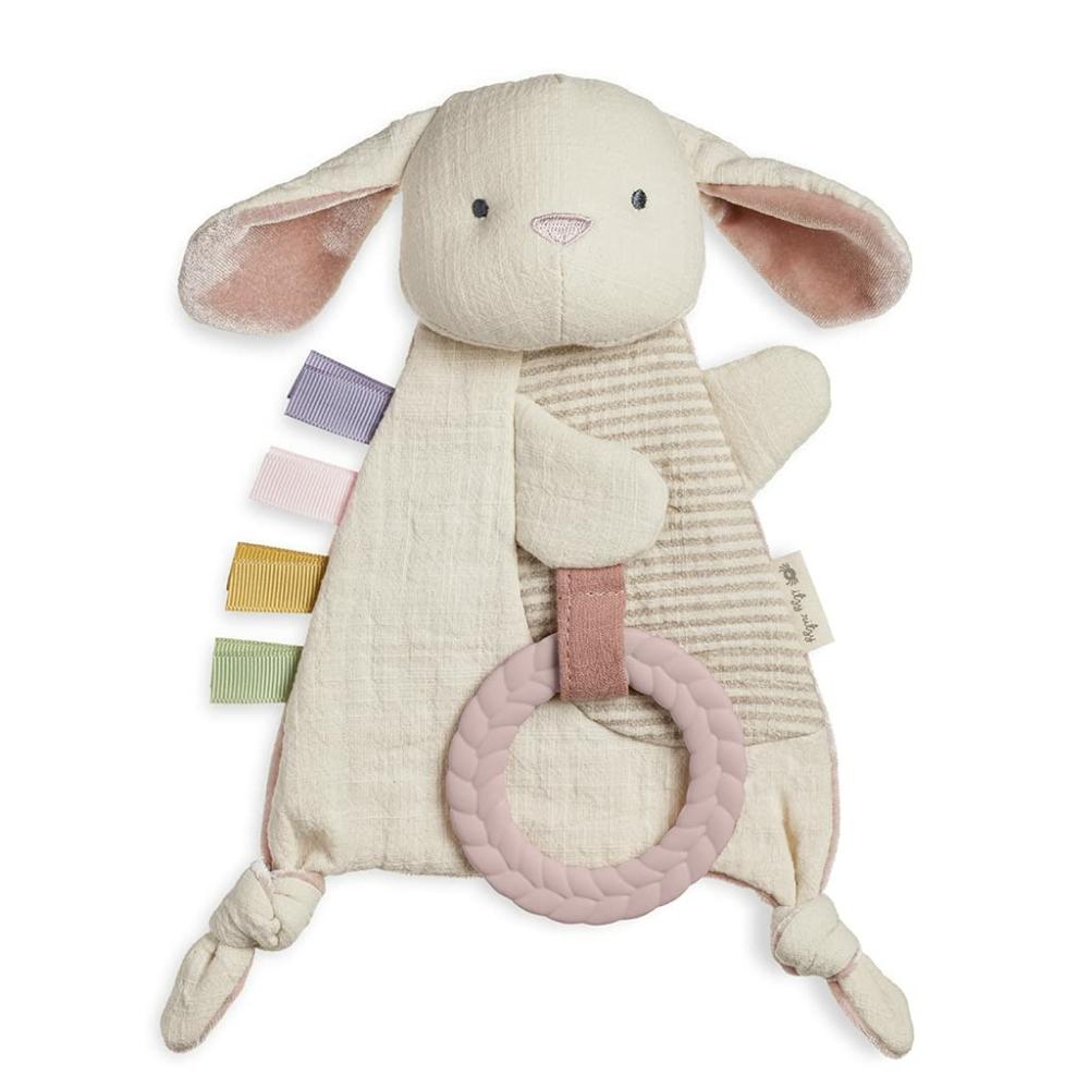 Anneaux de dentition  | Jouet Sensoriel Bitzy Crinkle Lapin Avec Son Crissant Pour Bébés Et Tout-Petits – Comprend Un Anneau De Dentition Tressé Doux Et Des Ribbons Texturés Conçu Pour Les Enfants De 0 Mois Et Plus Lapin