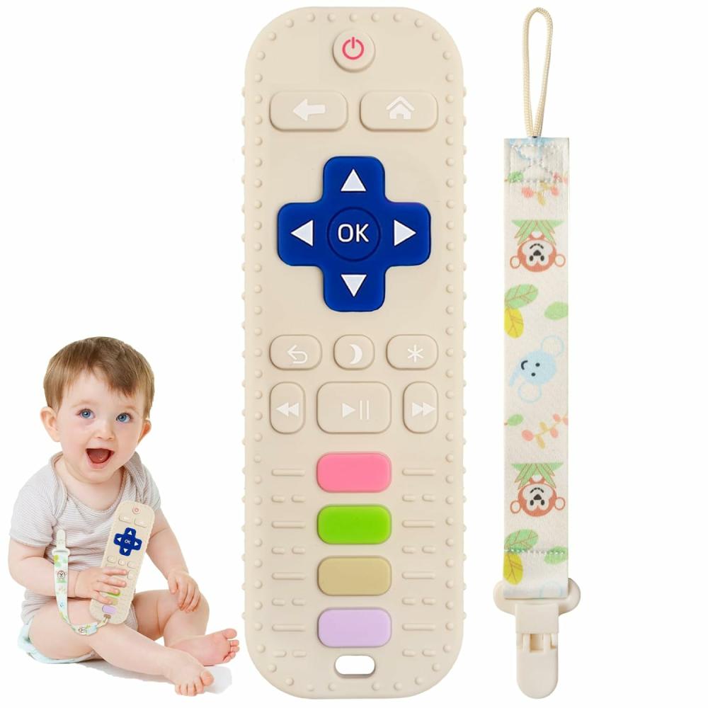 Anneaux de dentition  | Jouets de dentition en silicone pour bébés, jouet télécommande pour bébé, teether télécommandé pour bébés de 3 à 24 mois, jouets de dentition télécommandés pour bébés, jouets de soulagement de dentition 6-12 mois, jouets de dentition sans BPA, sûrs pour le réfrigérateur.