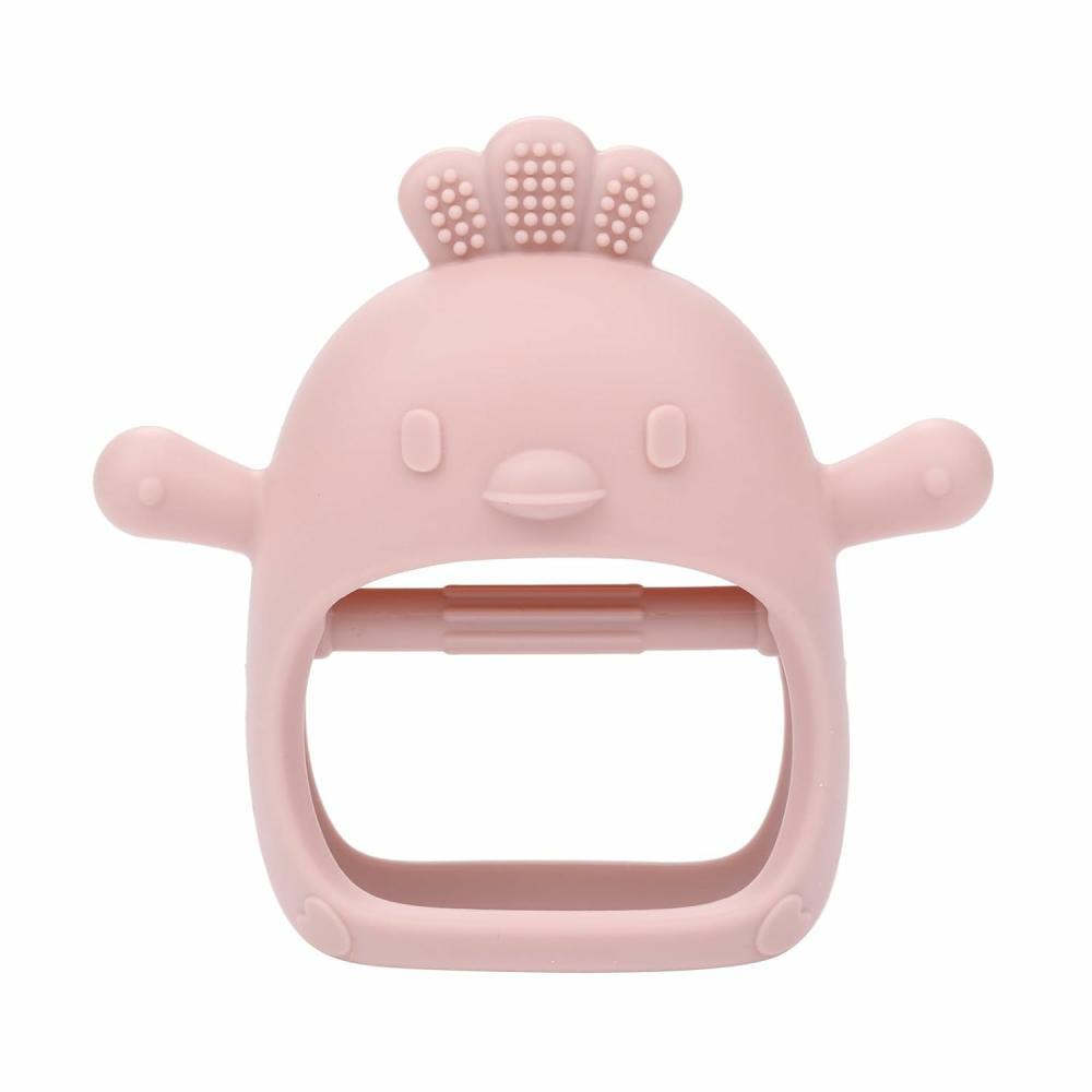 Anneaux de dentition  | Jouets de dentition pour bébé en silicone doux – Anneau de dentition portable anti-chute pour bébés de 0 à 6 mois – Jouets à mâcher pour apaiser les besoins de succion – Mitten de dentition pour bébé pour soulager les gencives douloureuses, rose.