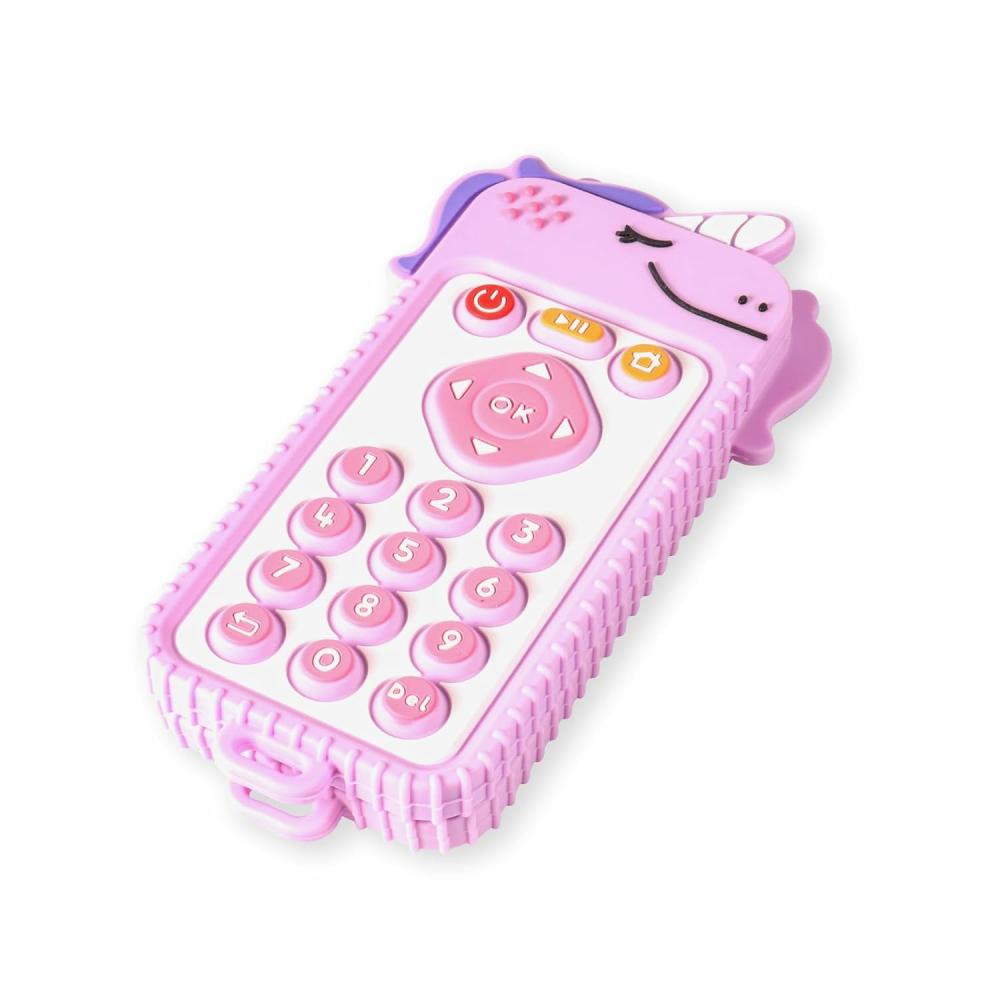 Anneaux de dentition  | Jouets de dentition pour bébés 3 mois et plus, anneaux de dentition en silicone pour bébés de 3 à 12 mois, jouets de dentition télécommandés et jouets de dentition en forme de téléphone portable, jouets sensoriels, jouets à mâcher pour bébés, cadeau pour nouveau-nés et tout-petits (Violet)