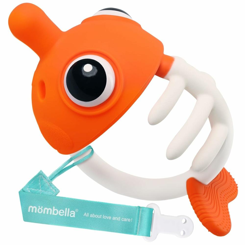 Anneaux de dentition  | Jouets de dentition pour bébés Clownfish – Jouets de dentition pour bébés de 0 à 12 mois avec clip – Anneaux de dentition en silicone doux et sûr pour nourrissons de 4 à 9 mois – Apaisant, à sucer et à mâcher – Cadeau amusant pour nouveau-nés.