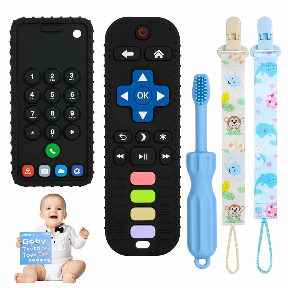 Anneaux de dentition  | Jouets de dentition pour bébés  Jouets de dentition en forme de télécommande  Anneau de dentition en forme de téléphone pour bébés  Jouet à mâcher pour bébés de 3 à 24 mois  Sans BPA et sûr pour le réfrigérateur