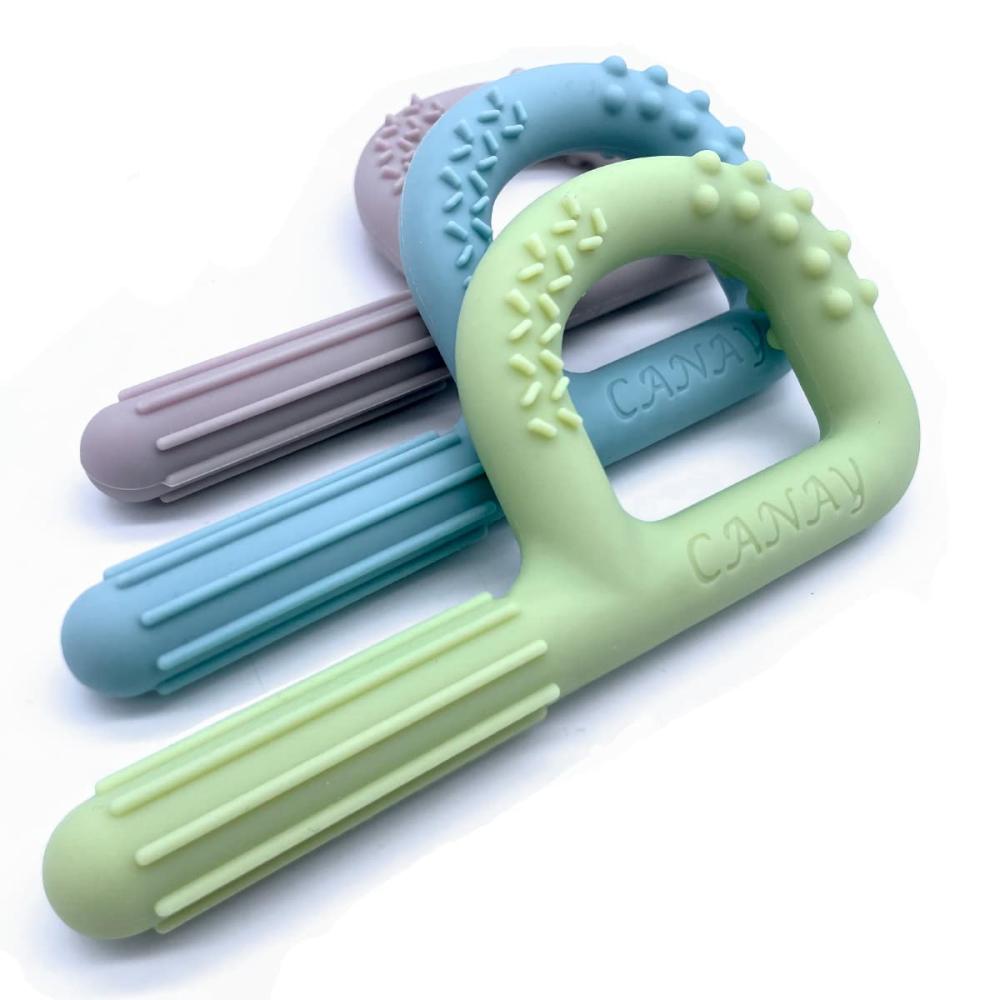 Anneaux de dentition  | Jouets de mastication sensoriels Xtra Tough à main pour enfants autistes (pack de 3) Bâtons à mâcher pour enfants Alternative aux colliers à mâcher pour enfants sensoriels Stimulation orale moteur TDAH SPD – Pour les mâcheurs modérés/agressifs