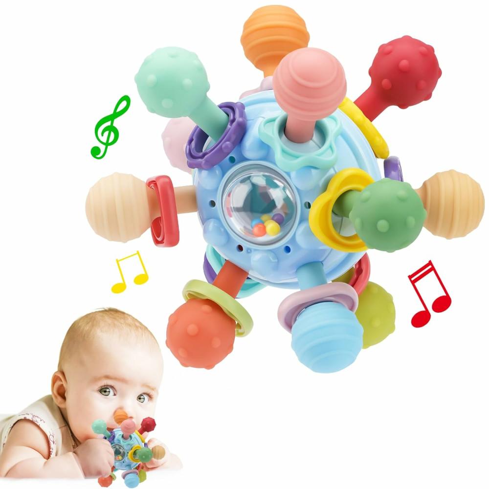 Anneaux de dentition  | Jouets sensoriels Montessori pour bébés de 0 à 6 mois et de 6 à 12 mois, jouets de dentition en grade alimentaire pour bébés de 0, 3, 6, 9, 12 et 18 mois, jouets d’apprentissage et de développement pour nouveau-nés, cadeaux pour garçons et filles de 1 à 2 ans.