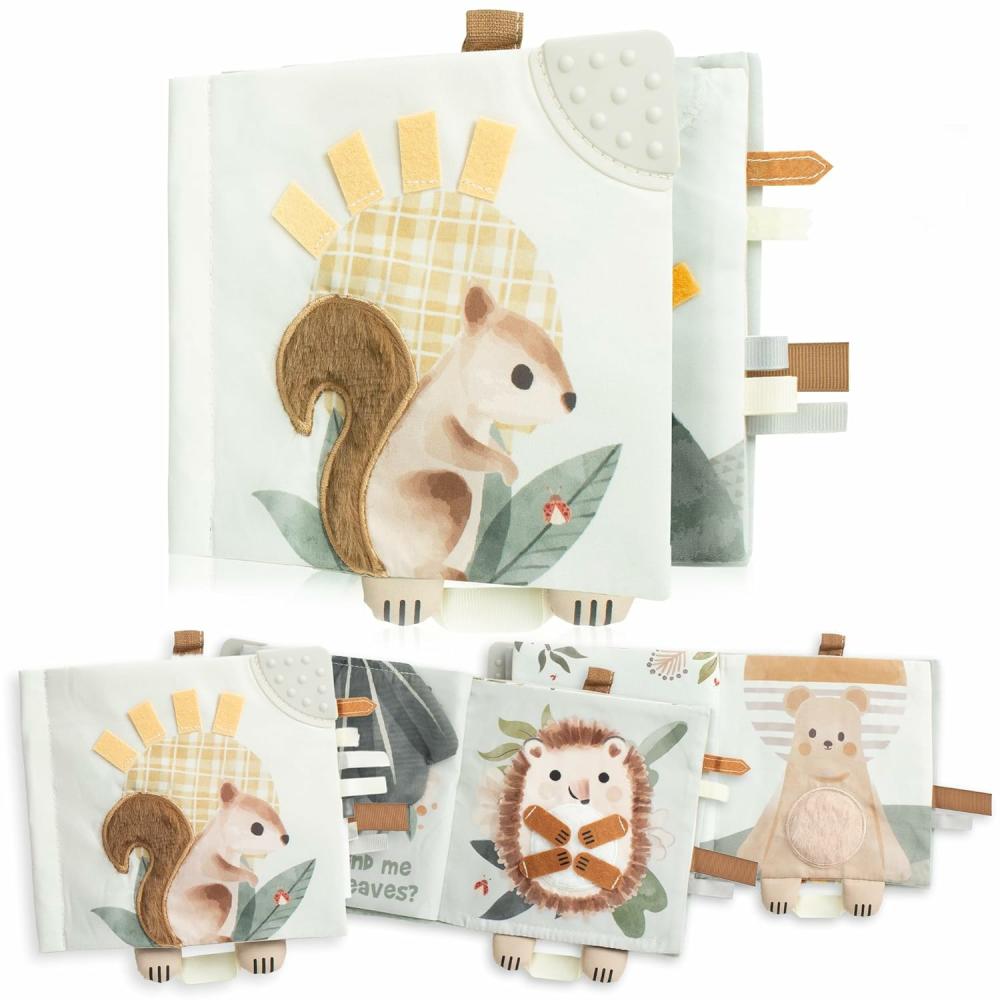 Anneaux de dentition  | Livre Doux pour Bébé avec Pages Texturées – Livre Sensoriel Mignon pour Bébés de 0 à 6 Mois avec Animaux Texturés, Miroir et Papier Froissé – Le Jouet Parfait pour les Baby Showers ou comme Cadeau pour Nouveau-né/Infant