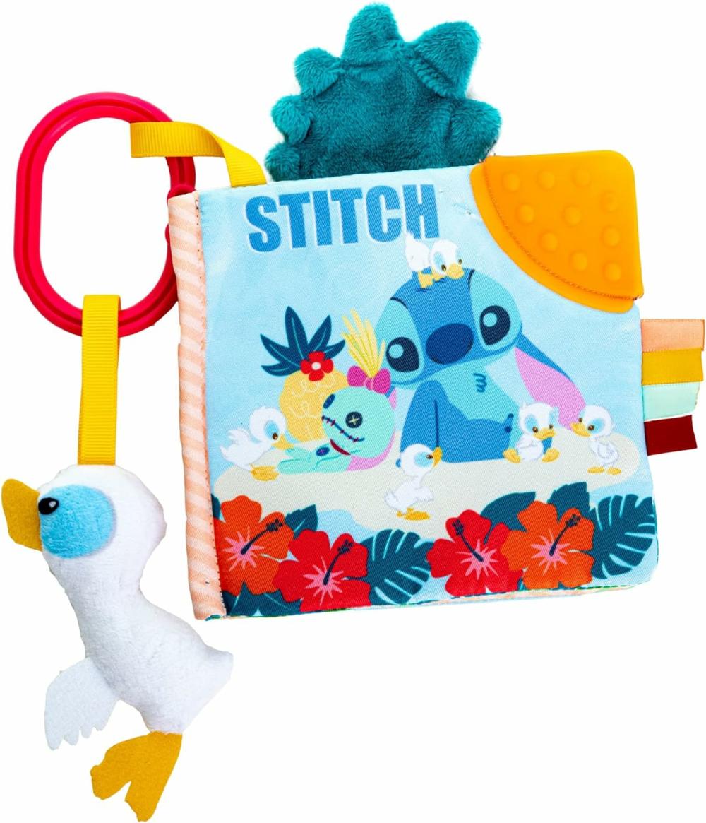 Anneaux de dentition  | Livre en tissu doux Bébé Lilo & Stitch : Livre en tissu doux Stitch à emporter Bleu Moyen