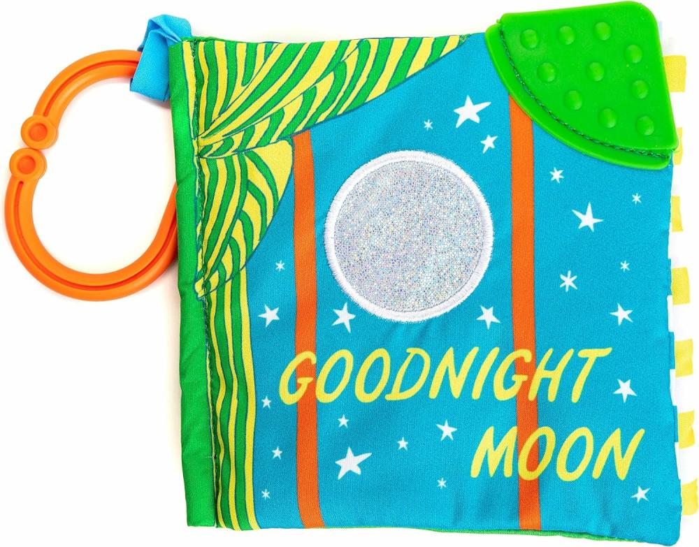 Anneaux de dentition  | Livre en tissu « Goodnight Moon » avec clip de transport – 5 pouces