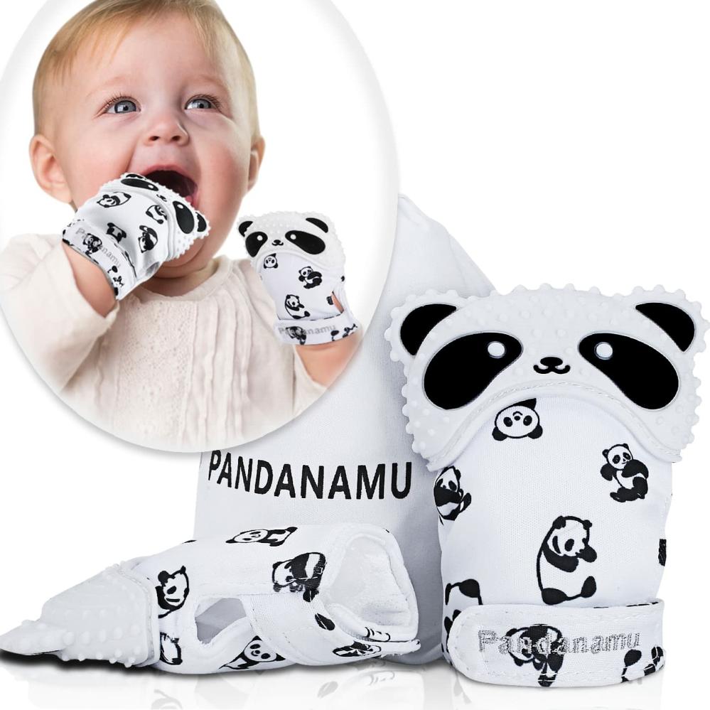 Anneaux de dentition  | Mitten de Dentition Bébé Sans BPA – Gants de Dentition Panda – Jouet de Dentition pour Nourrissons avec Sac de Voyage (1 Paire)