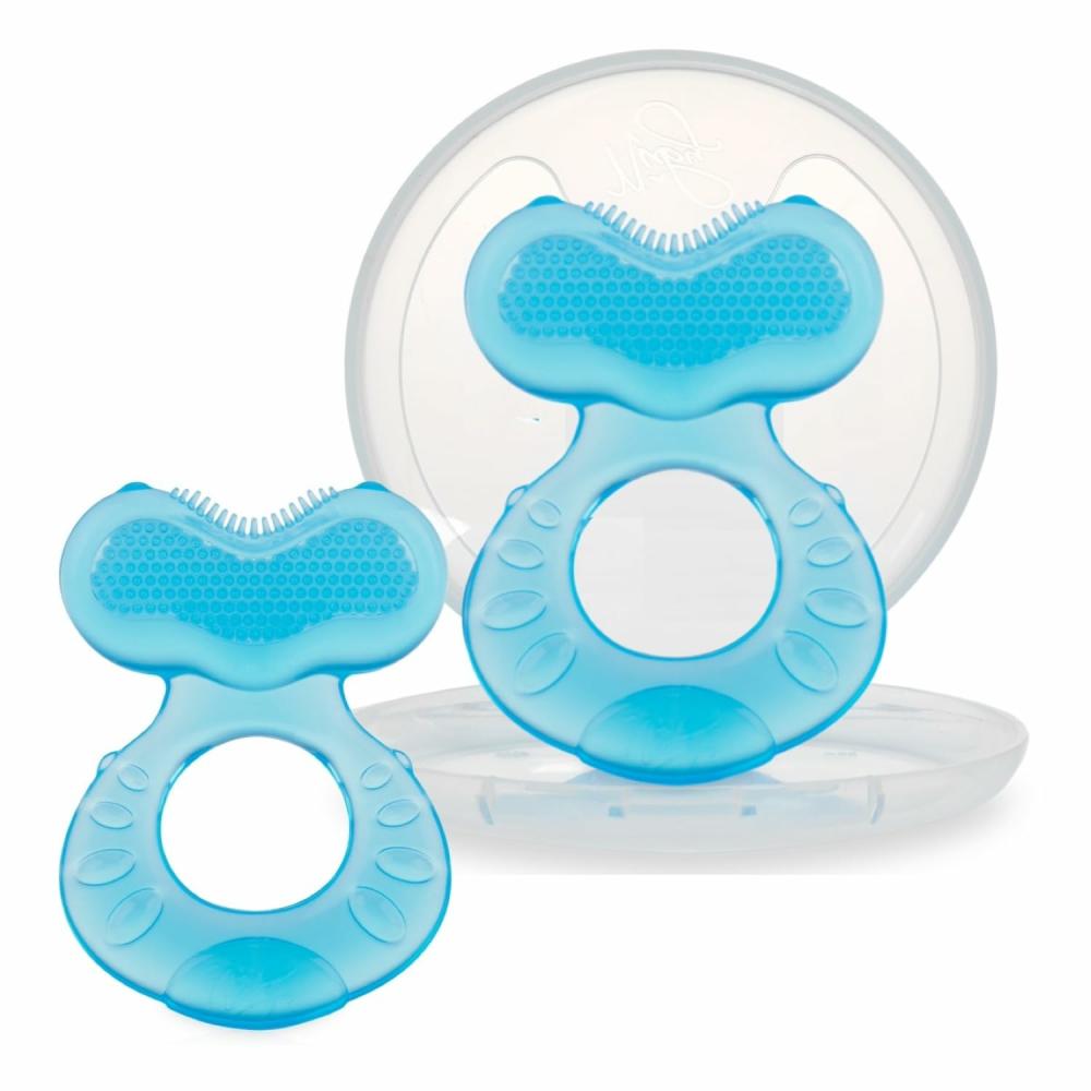 Anneaux de dentition  | Sophie en Silicone Doux avec Poils de Massage | Pack de 2 : Bleu | 3M + | Étui de Voyage Inclus