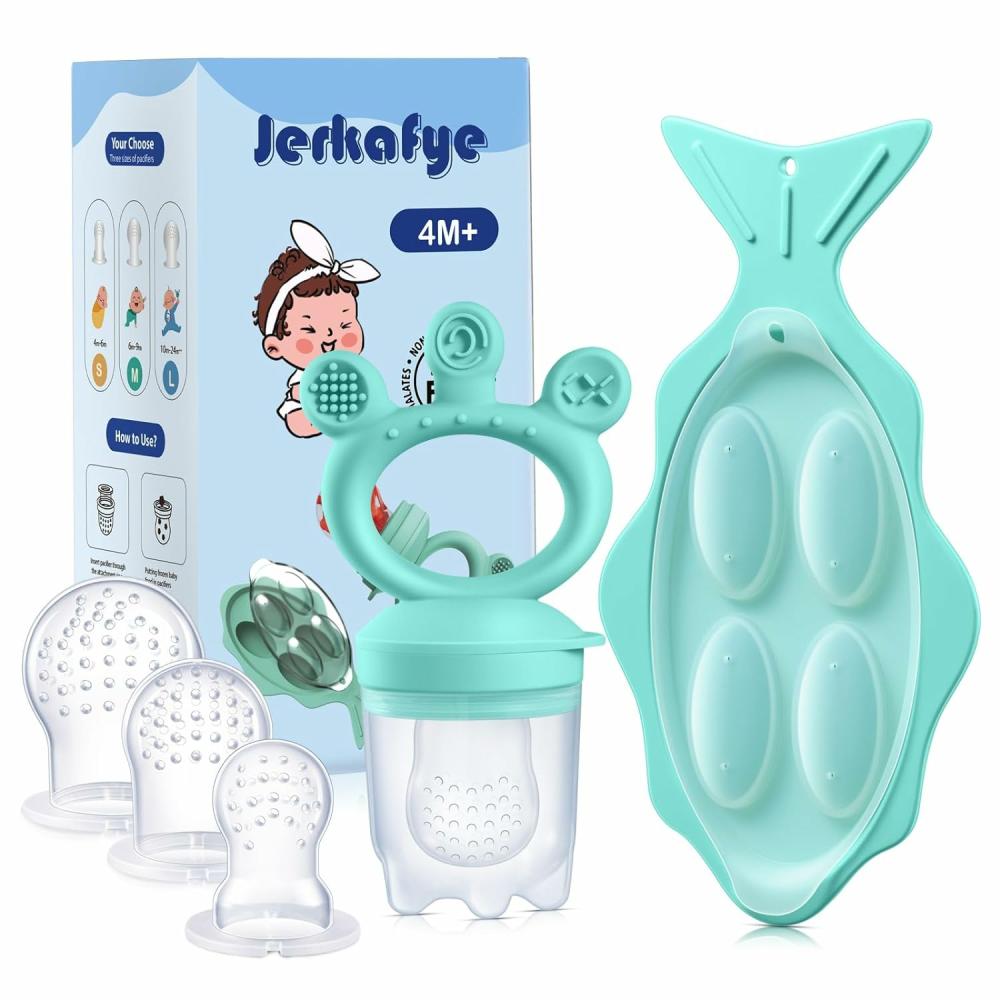 Anneaux de dentition  | Tétine Alimentaire pour Bébé – Combo de Moules à Popsicle au Lait Maternel et Tétine en Silicone SANS BPA – Tétine en Maille pour Aliments pour Bébé avec Plateau à Glace – Moules à Popsicle au Lait pour Dents – 4 Mois et Plus