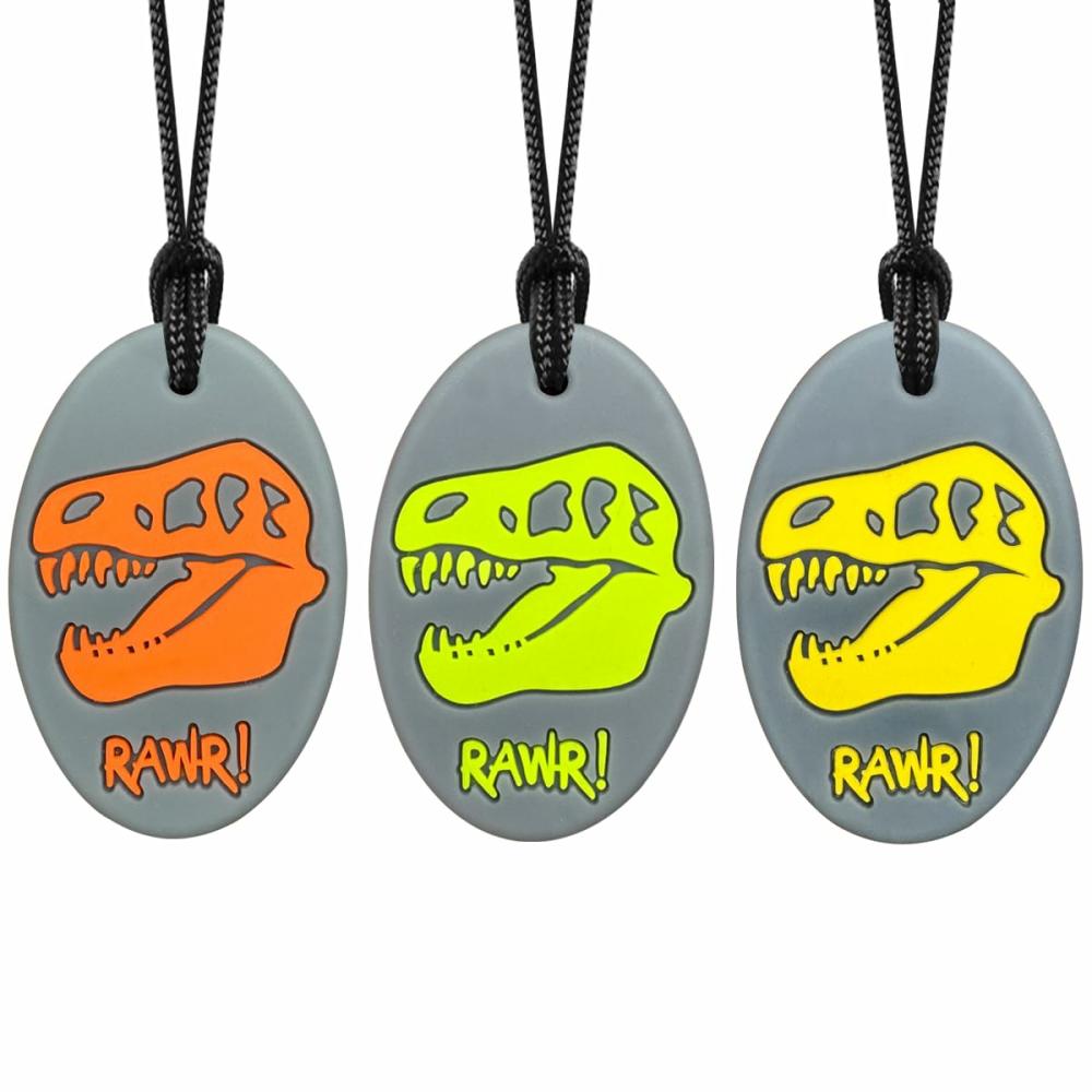 Anneaux de dentition  | Xtra Tough (Xt) Collier Sensoriel Dino Pour Enfants Garçons Ou Filles – Collier à Mâcher Collier de Dentition Collier de Mâchouillage Jouets à Mâcher – Jouets de Dentition Conçus Pour L’Autisme et Les Mâcheurs Agresifs