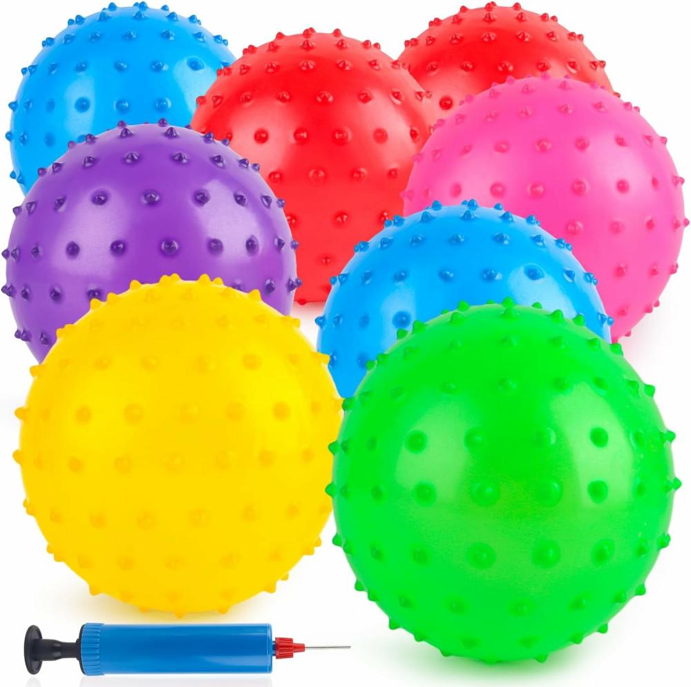 Balles  | 8 pièces de balles rebondissantes, balles à picots avec pompe, balles sensorielles de 7 pouces, balles de massage épineuses pour les fêtes d’enfants.