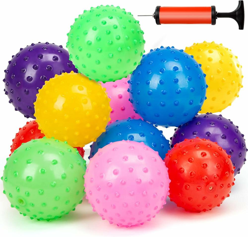 Balles  | Balle de rebond 12 pièces – Boules sensorielles, boules à picots, boules de massage avec ensemble de pompe à air, 4,72″