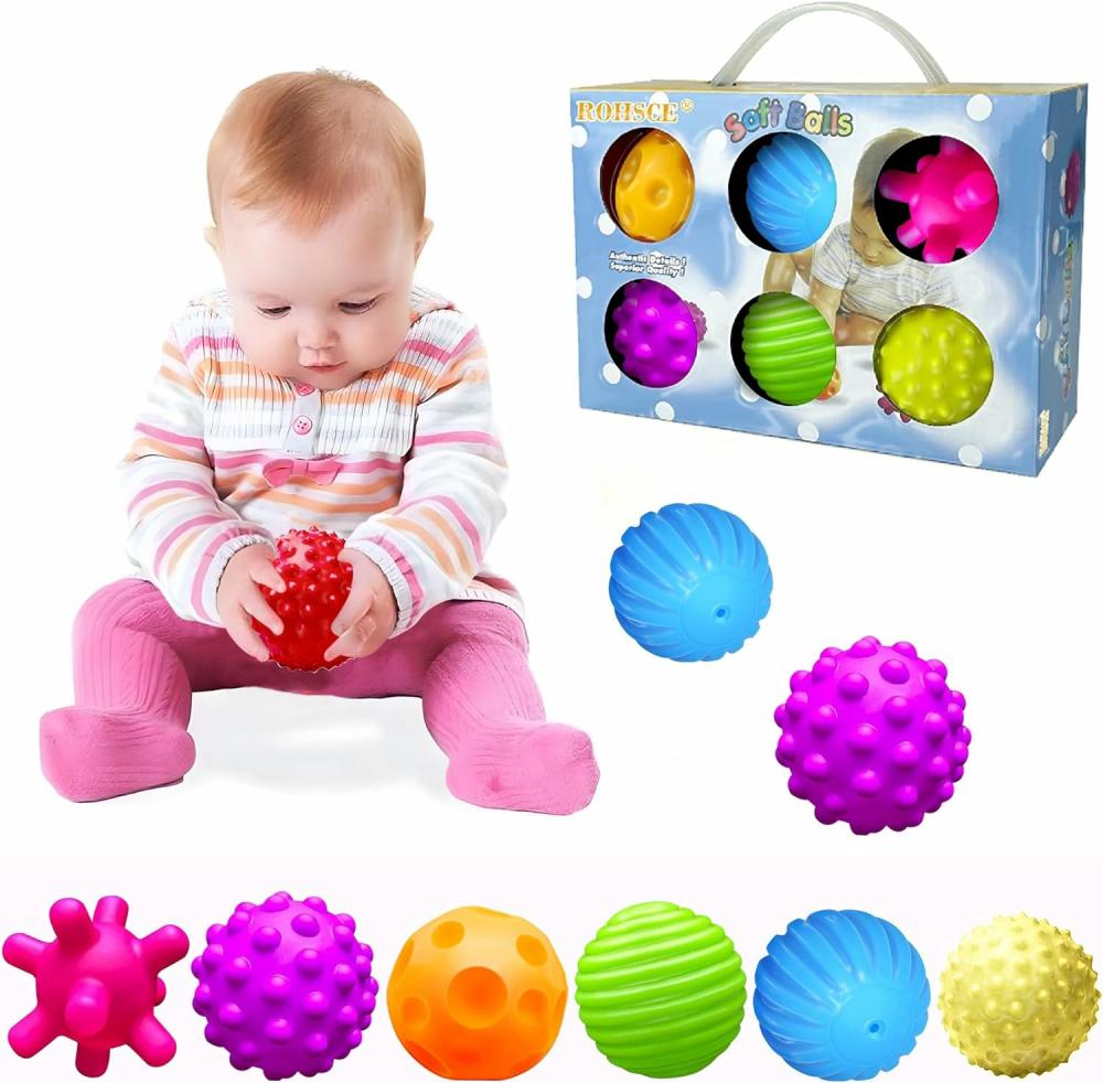 Balles  | Balles sensorielles pour bébé – Jouets sensoriels pour bébés de 6 à 12 mois – Pour tout-petits de 1 à 3 ans – Ensembles de balles douces multicolores texturées – Jouets Montessori pour bébés de 6 à 12 mois – Jouets pour nourrissons (lot de 6)