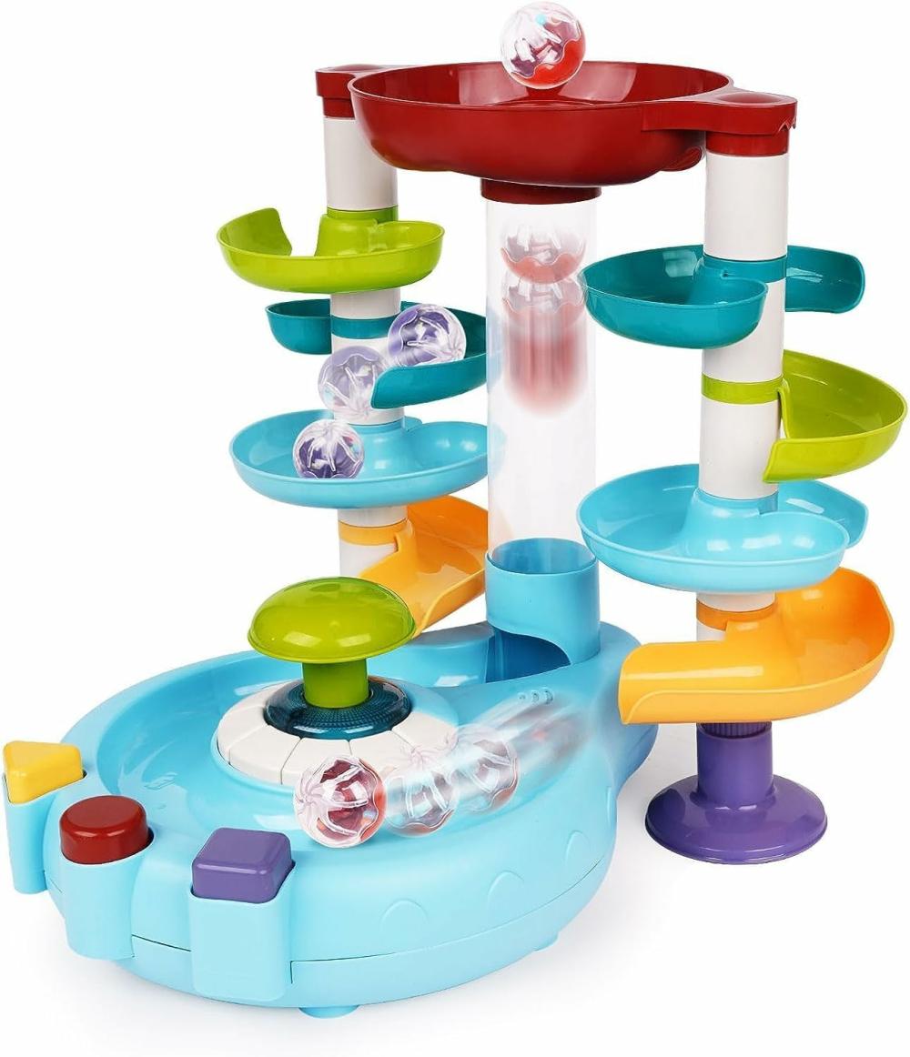 Balles  | Jouet à balles à 4 couches avec tour tournante pour bébés et tout-petits, jouet à balles poppers pour une activité ludique avec musique et éclairage, rampe de course à balles pour l’apprentissage des bébés, jouet éducatif pour la maternelle.