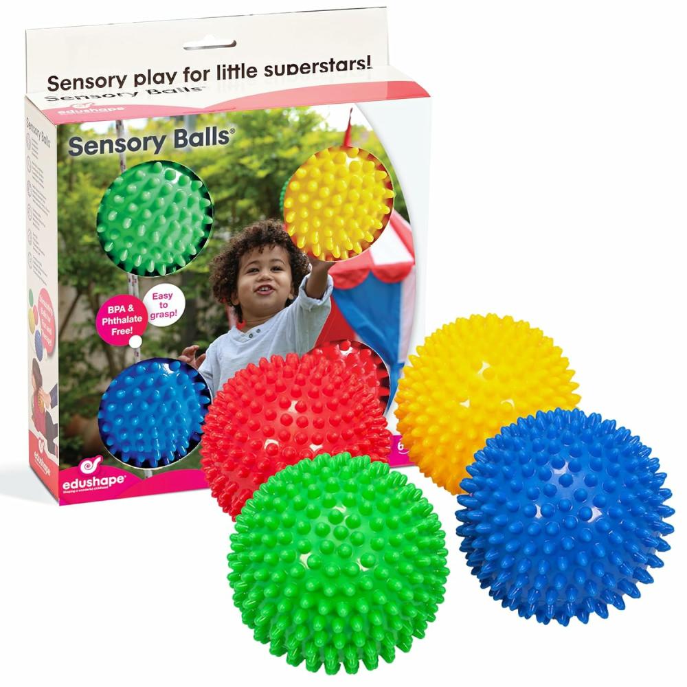 Balles  | La balle sensorielle originale pour bébé – Balle solide de 4″ en couleurs primaires qui aide à améliorer les compétences motrices globales des enfants de 6 mois et plus – Idéal comme petit cadeau de Noël – Balle colorée et unique pour tout-petits