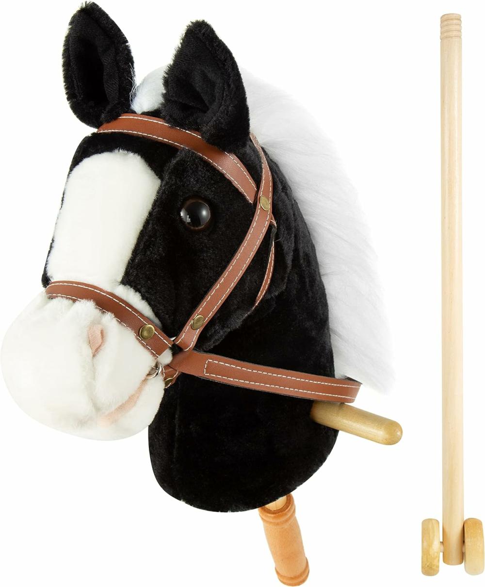 Chevaux en bâton  | Bâton de cheval en peluche de 36 » – Tête cousue à la main – Bâton en bois robuste – Sons de hennissement et de clip-clop inclus – 1