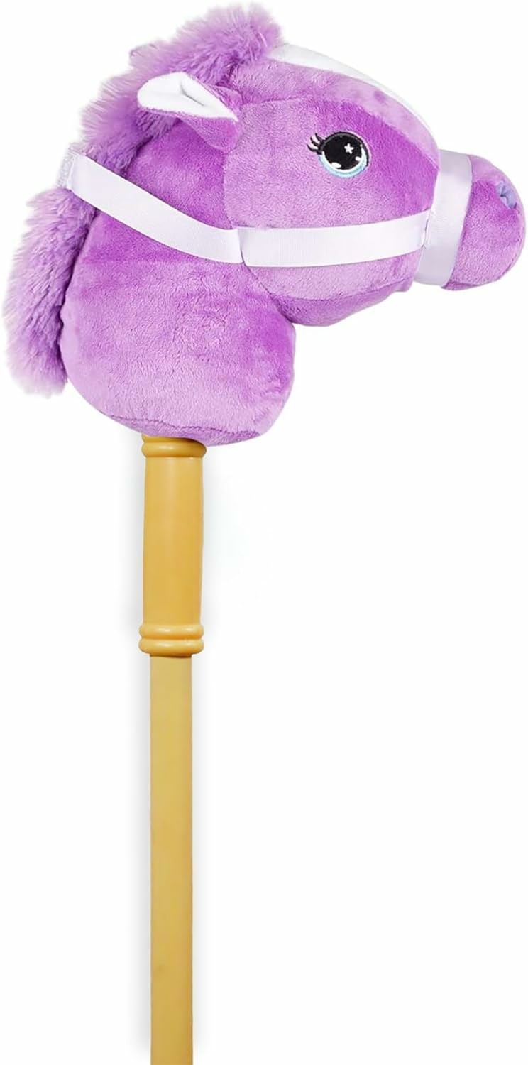 Chevaux en bâton  | Bâton Musical Animal – Cheval Violet et Blanc – Bouton Musical Bâton Solide en Deux Pièces avec Tête d’Animal en Peluche Colorée – Jouet pour Enfants de 3 Ans et Plus