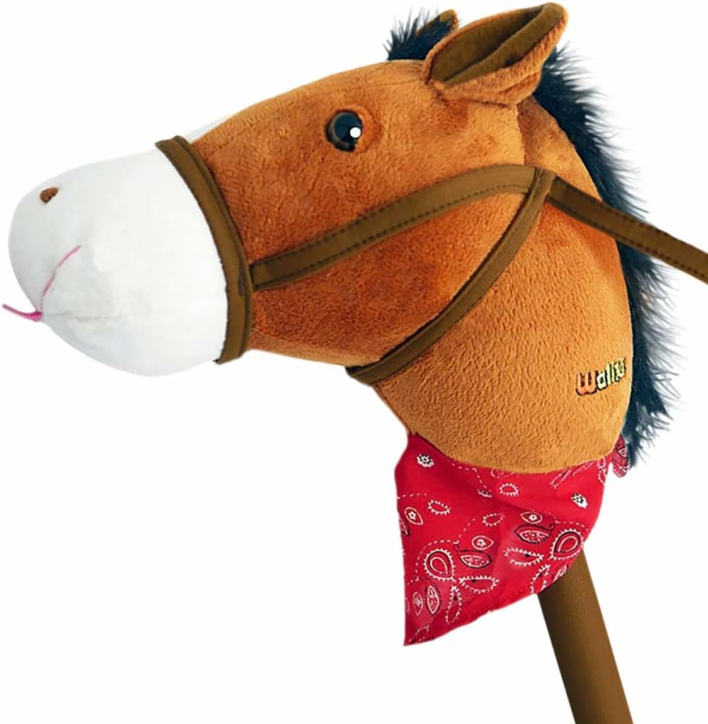 Chevaux en bâton  | Cheval à bâton en peluche (pour enfants et tout-petits) cadeau pour garçon de 2 ans et plus, anniversaire (marron)