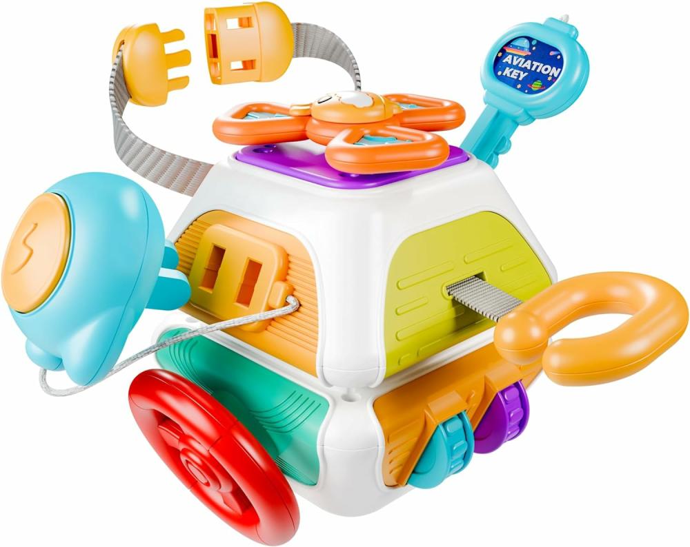 Cubes d’activités  | Cube d’activités Montessori pour bébé – Jouets sensoriels pour enfants de 1 à 3 ans – Jouet de voyage pour siège auto et avion – Activités éducatives – Cadeau d’anniversaire pour bébé de 6, 9, 12, 18 mois et 1 à 2 ans – Garçon et fille.