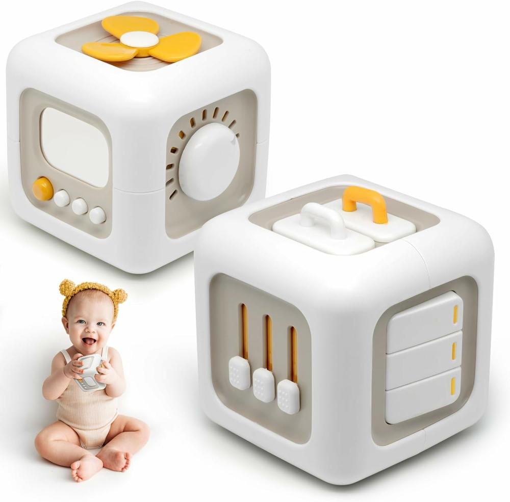 Cubes d’activités  | Jouets Montessori pour enfants de 1 an, cubes d’activités pour les voyages, développement des compétences motrices fines, tableau d’activités et cube sensoriel pour enfants de 1 à 3 ans, cadeaux pour bébés de 12 à 18 mois.