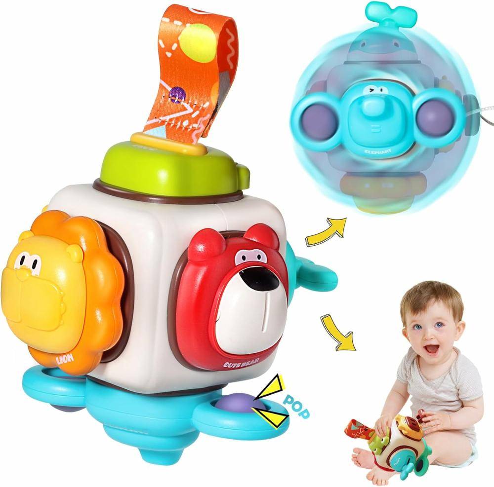 Cubes d’activités  | Jouets sensoriels Montessori pour tout-petits de 6, 9, 12 et 18 mois – Activité de voyage pour bébé, balle occupée, cube d’animaux – Jouet éducatif pour siège auto et avion – Cadeau pour garçons et filles de 1, 2 et 3 ans.