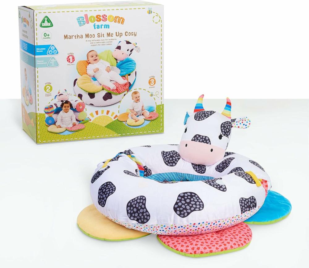 Grimpeurs intérieurs et structures de jeu  | Blossom Farm Martha Moo Sit Me Up Cozy – Jouet sensoriel et de développement physique pour nourrissons – Jouets pour enfants de 0 ans et plus – Exclusivité Amazon