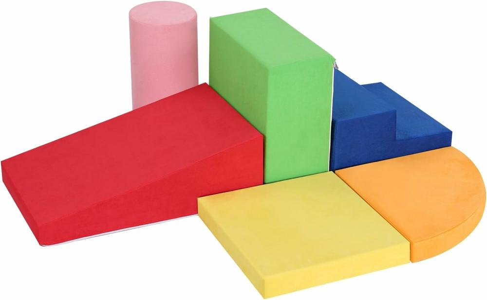 Grimpeurs intérieurs et structures de jeu  | Ensemble de 6 blocs d’escalade en mousse pour bébés – Jouets d’escalade pour tout-petits en intérieur – Escalade douce pour enfants – Coin de jeu en velours pour l’escalade des tout-petits.