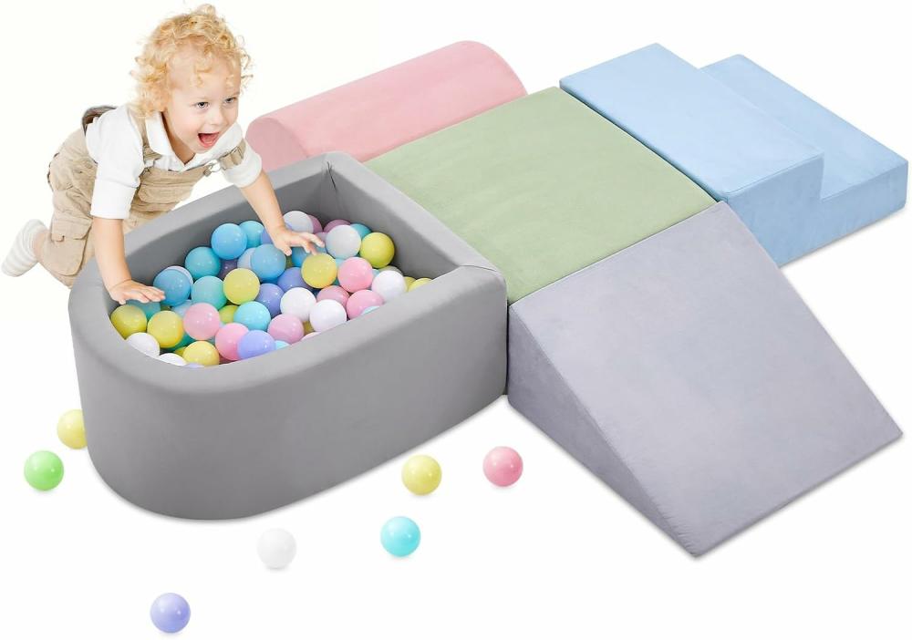 Grimpeurs intérieurs et structures de jeu  | Jouets d’escalade pour tout-petits de 1 à 3 ans – Blocs d’escalade en mousse et piscine à balles pour bébé – Ensemble de jouets d’escalade en mousse douce de 5 pièces pour tout-petits, jouets d’escalade et de rampement en mousse douce, ensemble d’activités de jeu (balles non incluses)