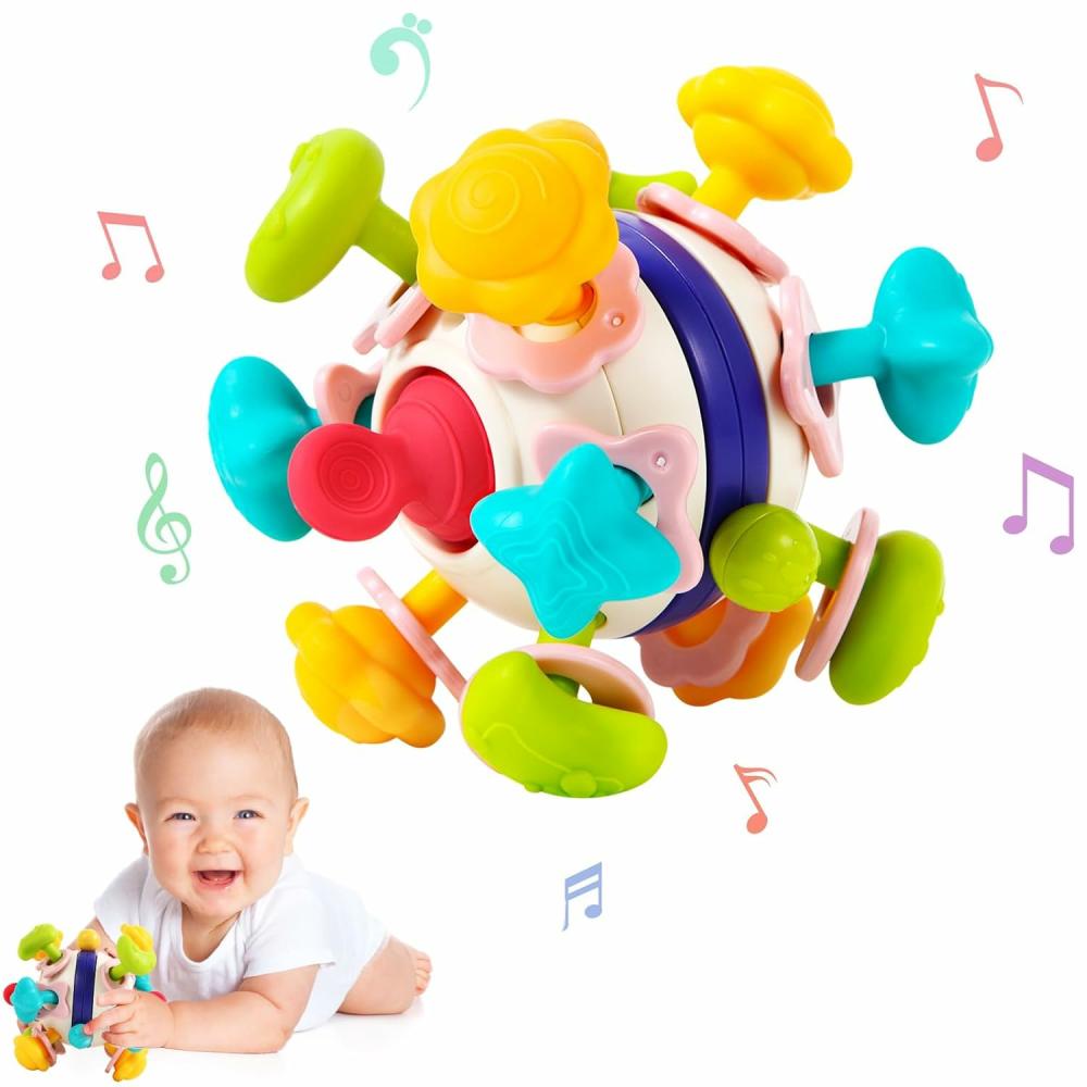 Hochets et anneaux en peluche  | Anneaux de dentition Montessori pour bébés, jouets de dentition sensoriels pour bébés, hochets à mâcher pour bébés, jouets éducatifs pour tout-petits, cadeaux pour nourrissons et nouveau-nés garçons et filles.