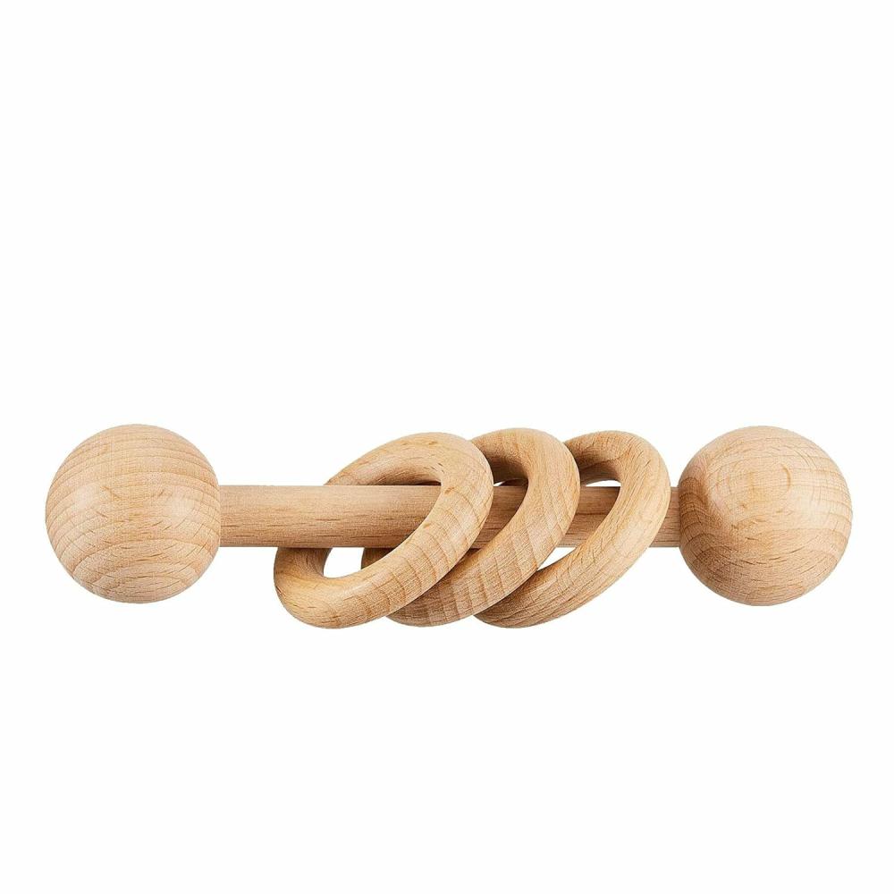 Hochets et anneaux en peluche  | Hochets en bois pour bébé  Jouet hochets en bois pour nouveau-né  Hochets en bois naturel Montessori pour bébé  Jouet à 3 anneaux  Jouet cadeau pour bébé  Hochets en bois-1