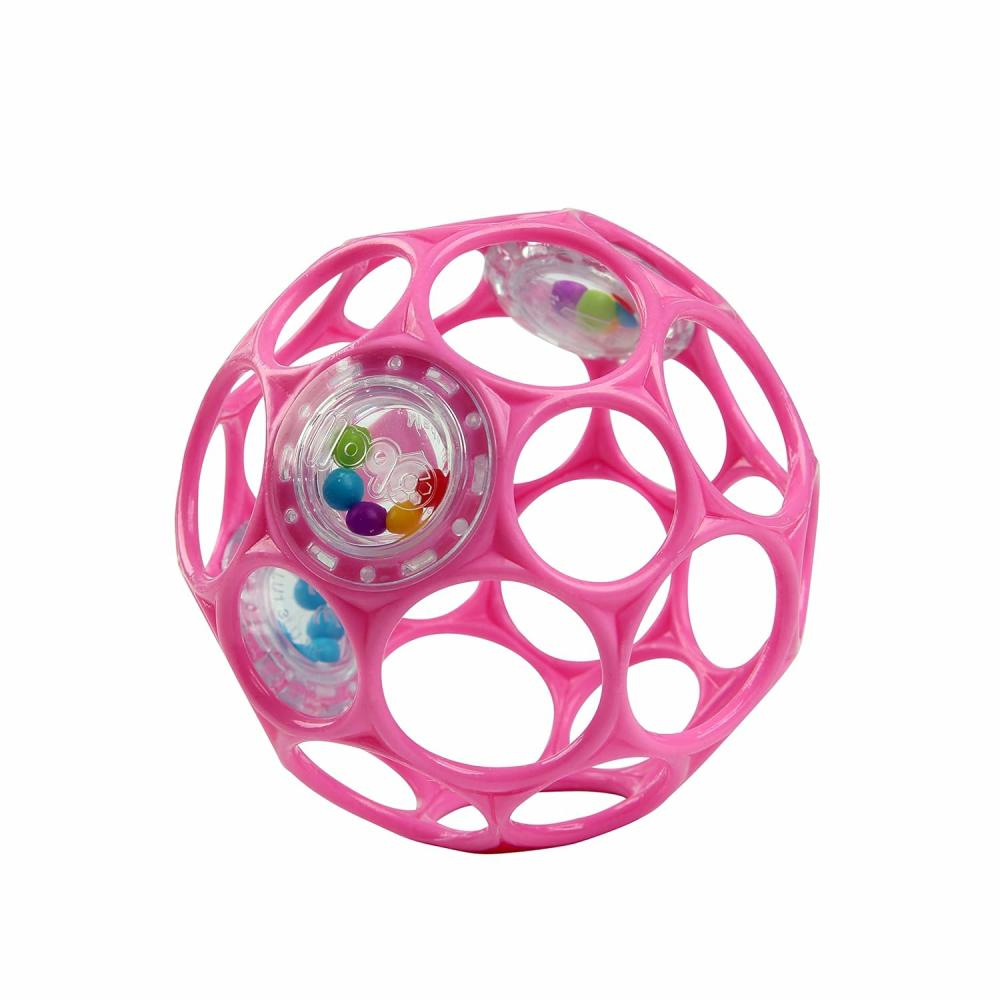 Hochets et anneaux en peluche  | Jouet de hochet Oball facile à saisir – Rose Âges Nouveau-né – 1 unité (Pack de 1)