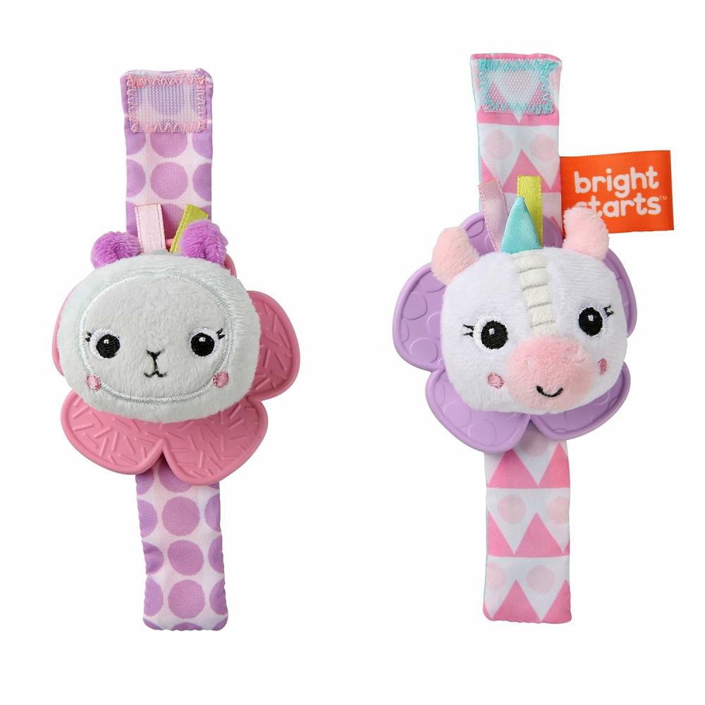 Hochets et anneaux en peluche  | Jouet Rattle & Teethe Wrist Pals Licorne & Llama Nouveau-né+ 2 unités